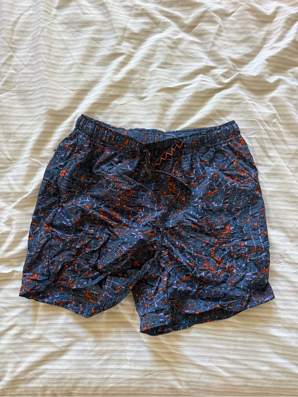 Men's NIKE ACG Navy and Orange Patterned Swim Trunks